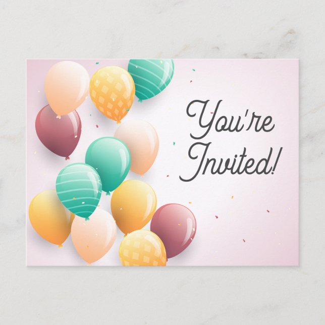 Söta du är inbjuden födelsedag vykort (Framsida)