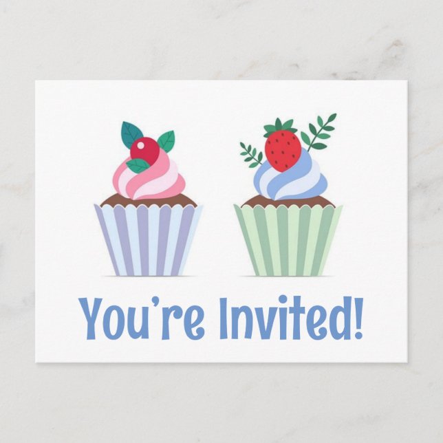 Söta du är inbjuden födelsedag vykort (Framsida)