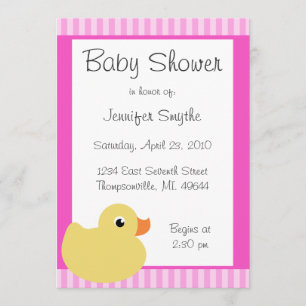 Söta Ducky rosa baby showerinbjudningar Inbjudningar