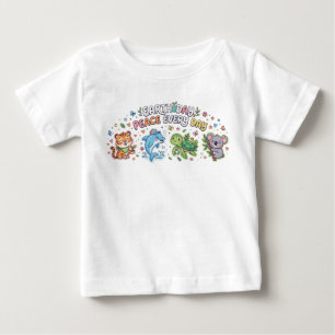 Söta Earth Day-djur - Fred varje dag barn baby T Shirt