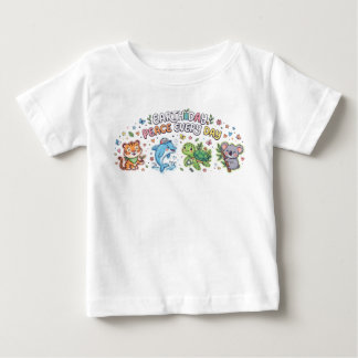 Söta Earth Day-djur - Fred varje dag barn baby T Shirt