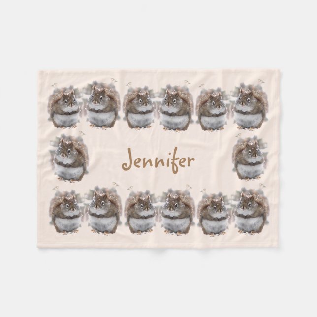 Söta ekorrar fleecefilt (Framsidan (Horisontell))