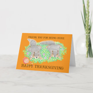 Söta ekorrar Thanksgiving Vänner Faltad Helgkort