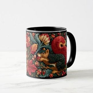 Söta ekorrar William Morris stil målning konst Mugg