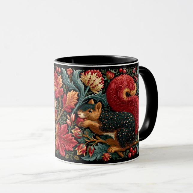 Söta ekorrar William Morris stil målning konst Mugg (Framsida höger)