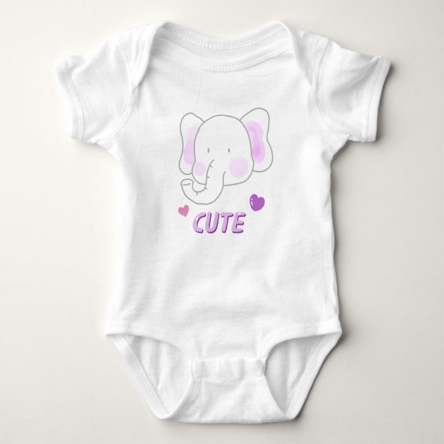 Söta elefant-bodysuits t shirt (Framsida)
