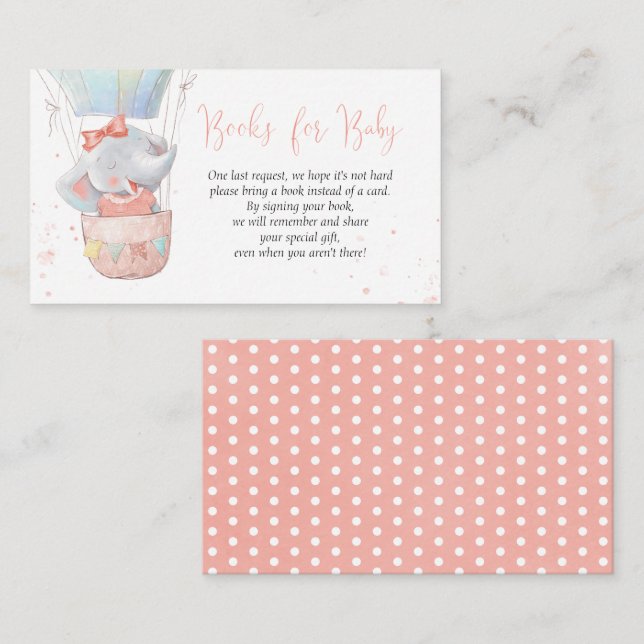 Söta Elefant Flickböcker för Baby Kort (Fram/baksida)