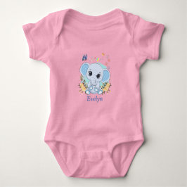 Söta elefantblommor och fjärilar Personliggjorda T Shirt