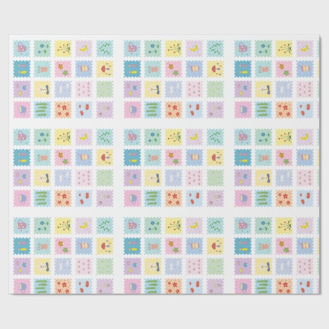 Söta element sveper in papper presentpapper (Platt)
