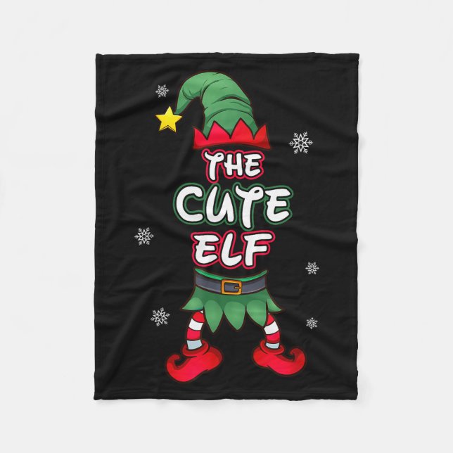 Söta Elf Jul Pyjamas Matchande Familj Grupp Fleecefilt (Framsidan)