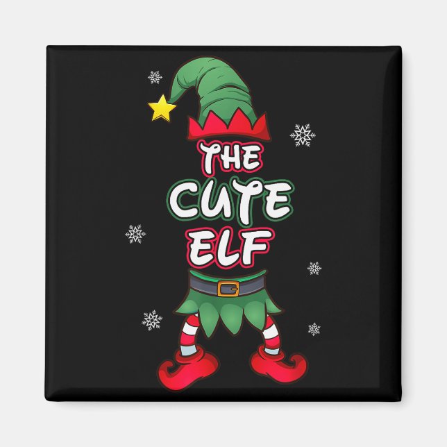 Söta Elf Jul Pyjamas Matchande Familj Grupp Magnet (Framsidan)