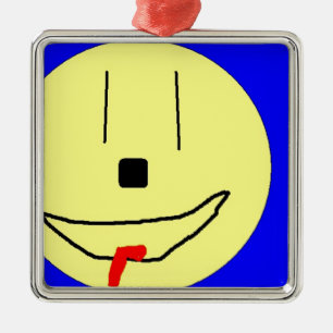 Söta Emoji, Gult Blue, Art by Kids :) Julgransprydnad Metall