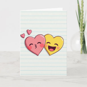 Söta Emoji Hjärtan Kärlekskort Kort