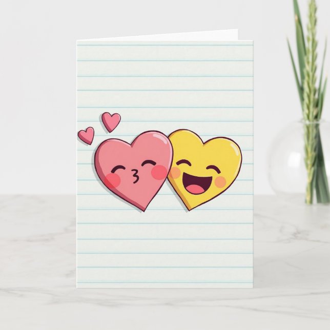 Söta Emoji Hjärtan Kärlekskort Kort (Framsida)
