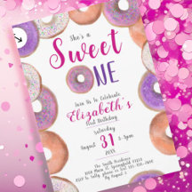 Söta en Cute Donut Rosa Girl 1 Birthday Party