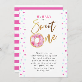Söta en Rosa Donut-Födelsedagsfest Tack Kort