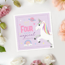 Söta Enhörning För Evigt Magiska Flickor 4-årsdag