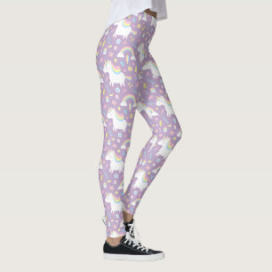 Söta Enhörning Regnbåge Flickor Lila Leggings