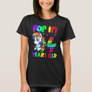 Söta enhörning stressleksaker Pop It I'm 4 tjejer T Shirt