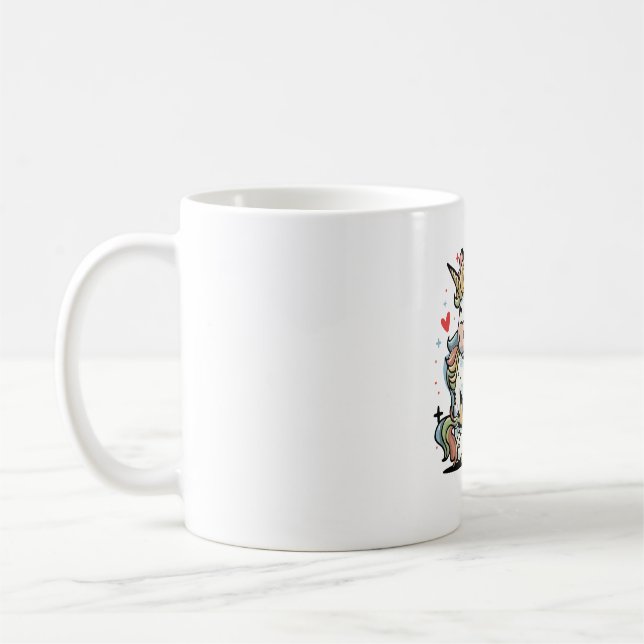 Söta enhörningsfärger kaffemugg (Vänster)