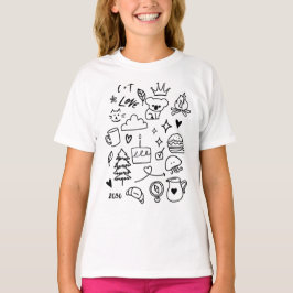 Söta estetiska klotterdjur och natur för barn t shirt
