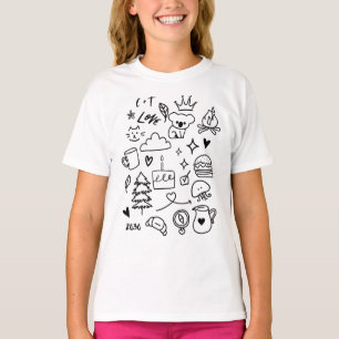 Söta estetiska klotterdjur och natur för barn t shirt