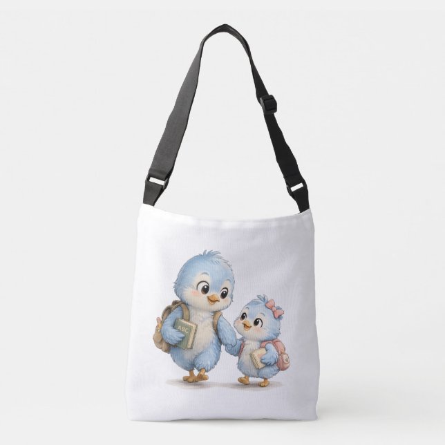 Söta Fågel Systrar och Bröder Crossbody Väska (Framsida)