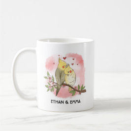 Söta Fågelpar Personlig Alla Hjärtans Dag Kaffemugg