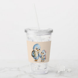 Söta fågelsyskon Akryl Tumbler Take Away Mugg