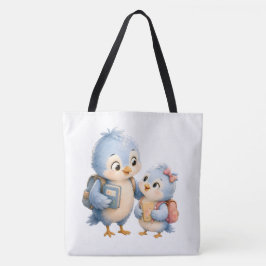 Söta fågelsyskon Svart Totebag Tygkasse