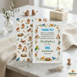 Söta Fåglar 1-års Födelsedag – Kul Barnkalas Tack Kort