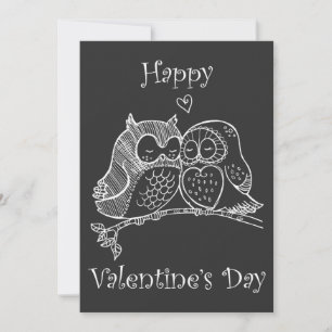 Söta Fåglar Kärlekspar Ugglor Romantik Linjekonst Julkort
