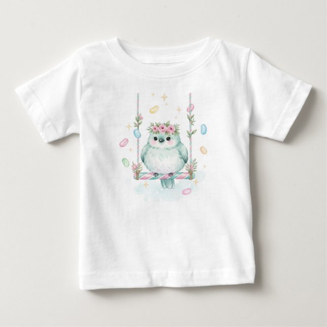 Söta fåglar. Lime Candy cane av Natasha Us T Shirt (Framsida)