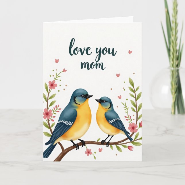 Söta fåglar Mors dag-kort Kort (Framsida)