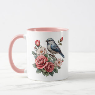 Söta fåglar och blommor mugg