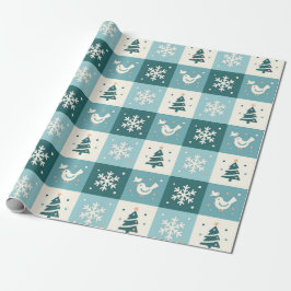 Söta fåglar & snöflingor jul vinter mönster presentpapper