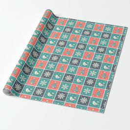 Söta fåglar & snöflingor jul vinter mönster presentpapper