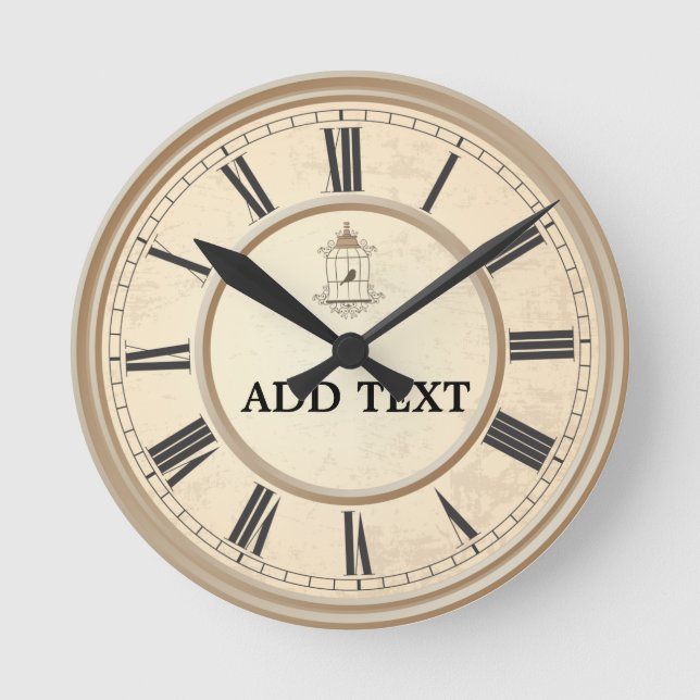 Söta fåglar vår i din dygnsrunda rund klocka (Framsida)