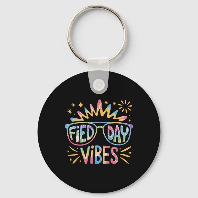 Söta fält-dags-vibbar Tie Dye för lärare Barn Fält Nyckelring (Framsida)