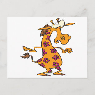 Söta fånig-blomfläckar giraffe-tecknad vykort
