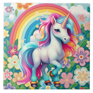 Söta fantasi Unicorn-flickor Kakelplatta