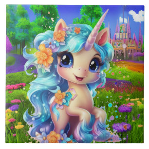 Söta fantasi Unicorn-flickor Kakelplatta