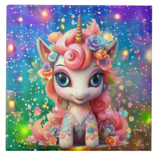 Söta fantasi Unicorn-flickor Kakelplatta