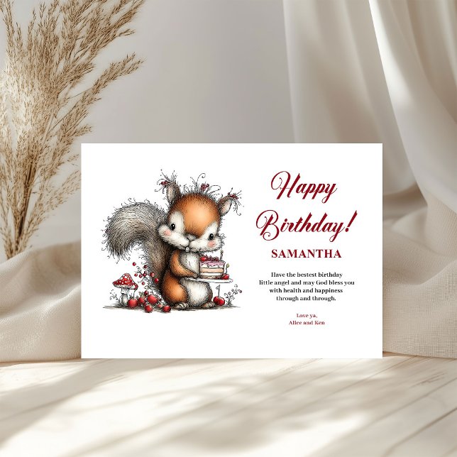 Söta fantasifulla djur födelsedagsönskningar hälsn (Sweet whimsical animals birthday wishes greeting card

)