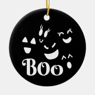 Söta fantasifulla Halloween-spökansikten Boo Svart Julgransprydnad Keramik