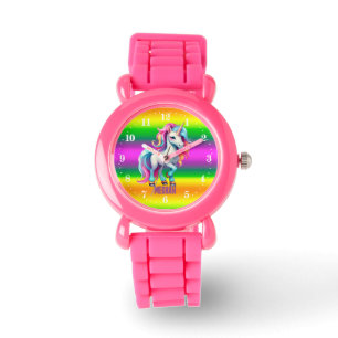 Söta Fantasy Unicorn lägg till namn-flickor Armbandsur