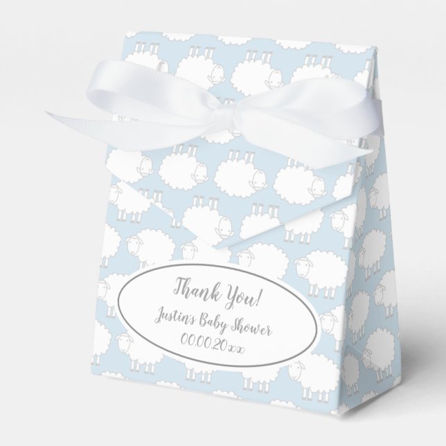 Söta får-mönstrade presentaskar till baby shower-f (Framsidan Sidan)