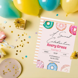 Söta färgade Donuts Födelsedagsfest inbjudan