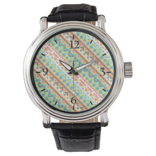 Söta färgglada aztekiska mönster design papper kop armbandsur