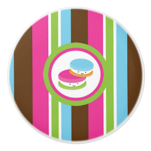 Söta Färgglada Bakverk Macarons Roliga Ränder Knopp